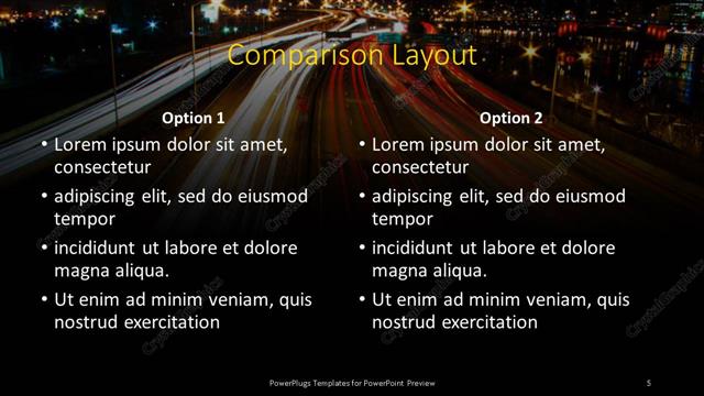 Comparison presentation slide layout
