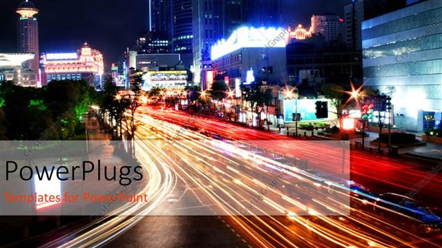  Presentation with shanghai - A busy road with a number of skyscrapers