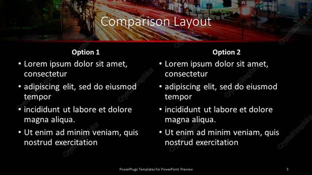 Comparison presentation slide layout