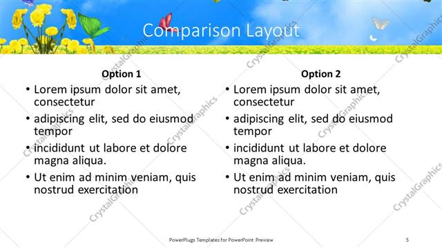 Comparison presentation slide layout