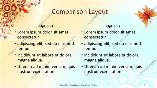 Comparison presentation slide layout