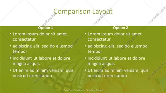 Comparison presentation slide layout