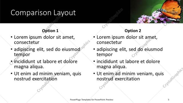 Comparison presentation slide layout