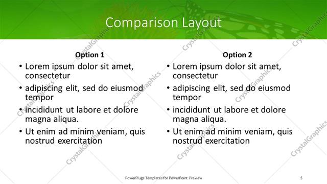 Comparison presentation slide layout