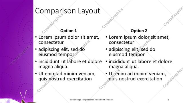Comparison presentation slide layout