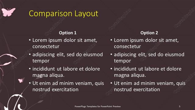 Comparison presentation slide layout