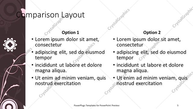 Comparison presentation slide layout