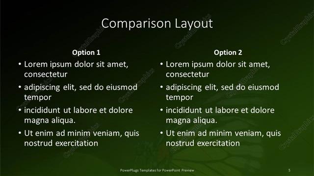 Comparison presentation slide layout