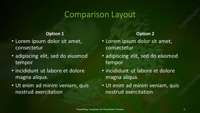 Comparison presentation slide layout