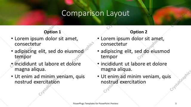 Comparison presentation slide layout