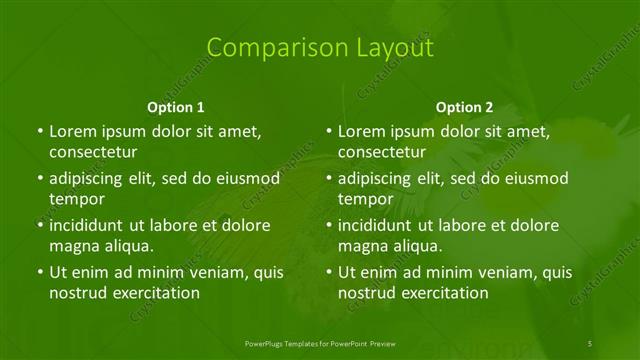 Comparison presentation slide layout