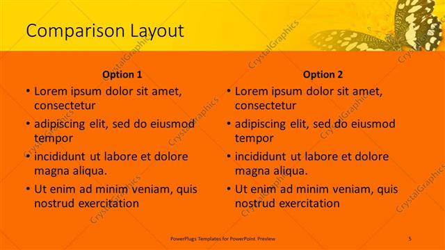 Comparison presentation slide layout