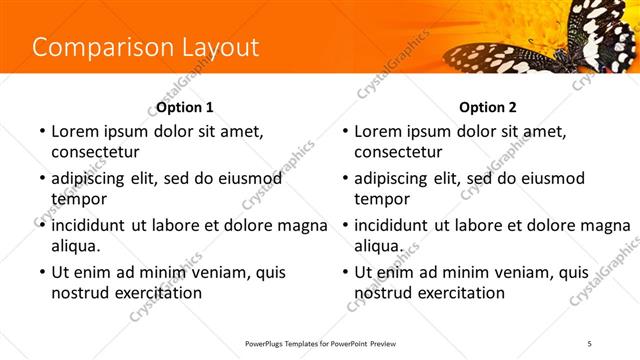 Comparison presentation slide layout