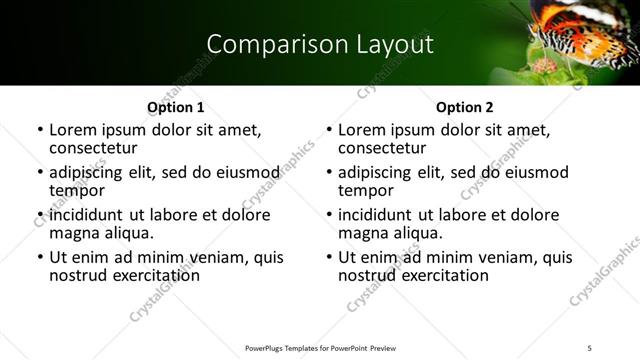 Comparison presentation slide layout