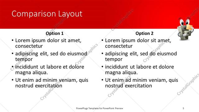 Comparison presentation slide layout