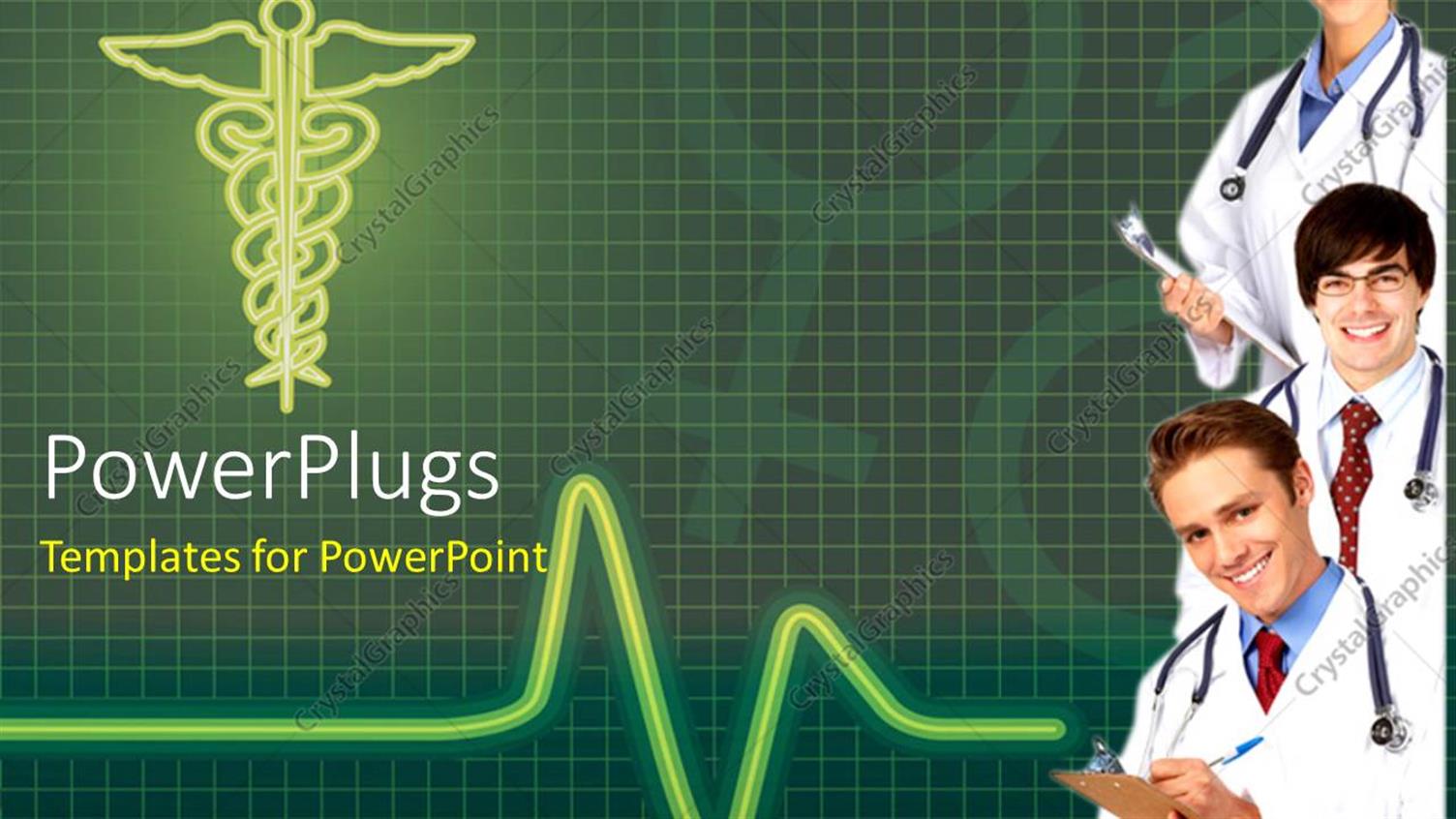 Featuring Cadiogram Pulse with Three Doctors and Medical Symbol
