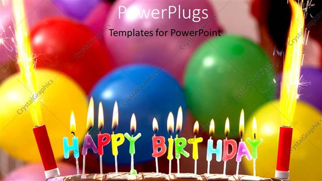  Presentation with balloons - A cake with a lot of balloons in the background