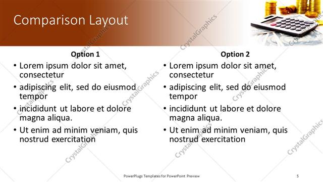 Comparison presentation slide layout