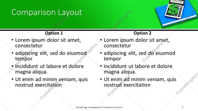 Comparison presentation slide layout
