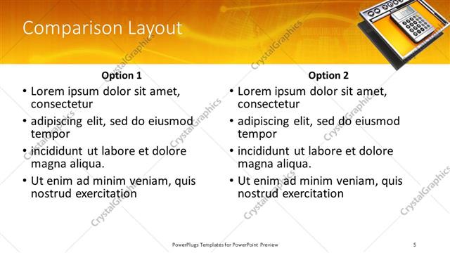 Comparison presentation slide layout