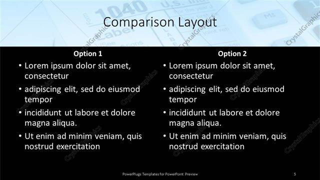 Comparison presentation slide layout