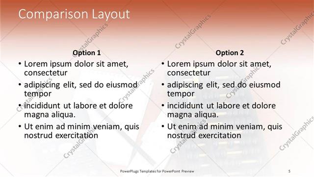 Comparison presentation slide layout