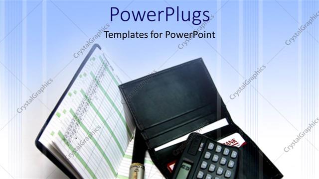  Presentation with files - A calculator with two files and bluish background