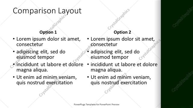 Comparison presentation slide layout