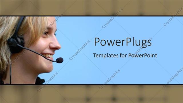  Presentation with customer service - A call center girl smiling with bluish background
