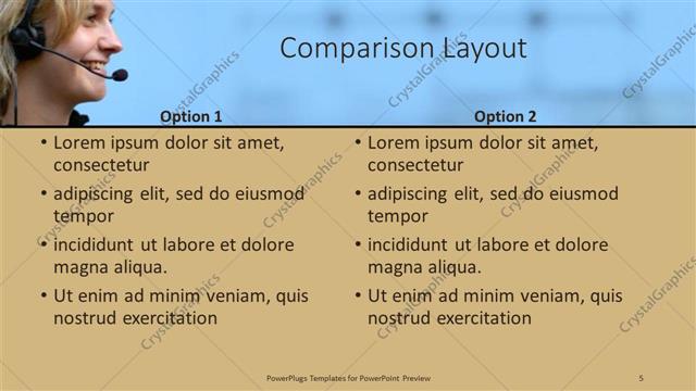 Comparison presentation slide layout