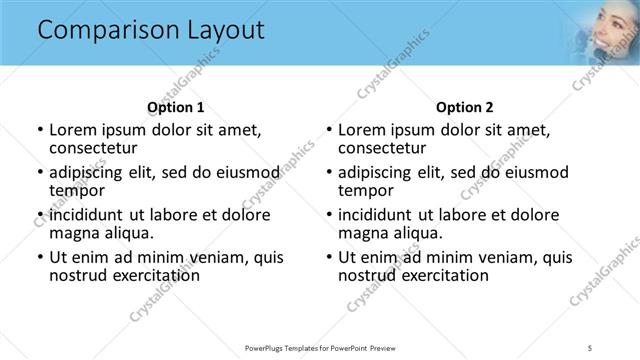 Comparison presentation slide layout