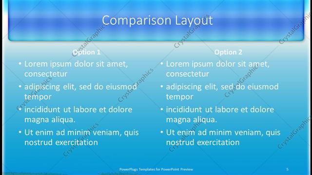 Comparison presentation slide layout