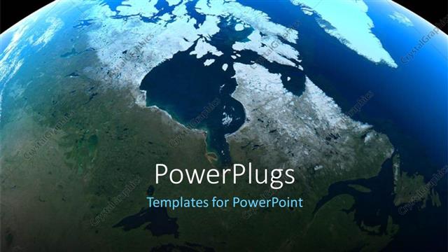  Presentation with pole - Canada and the North Pole as seen from space with black color