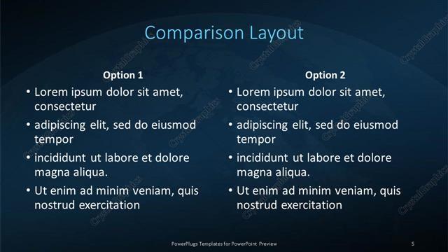 Comparison presentation slide layout