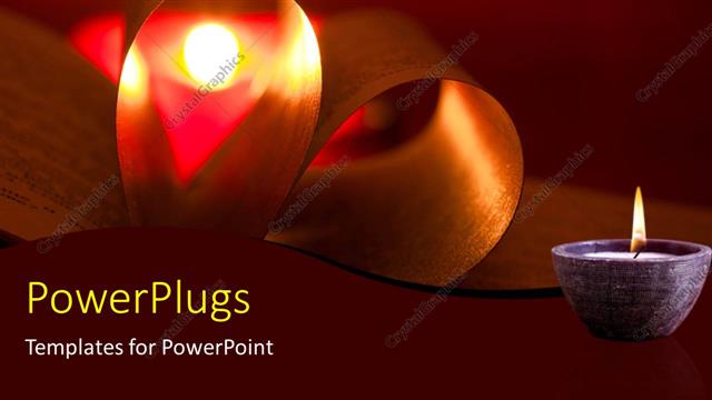  Presentation with candle - A candle with a book and golden background