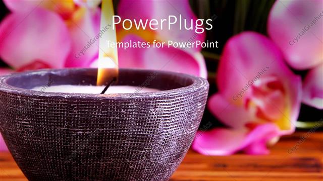  Presentation with spa - A candle with flower petals in the background