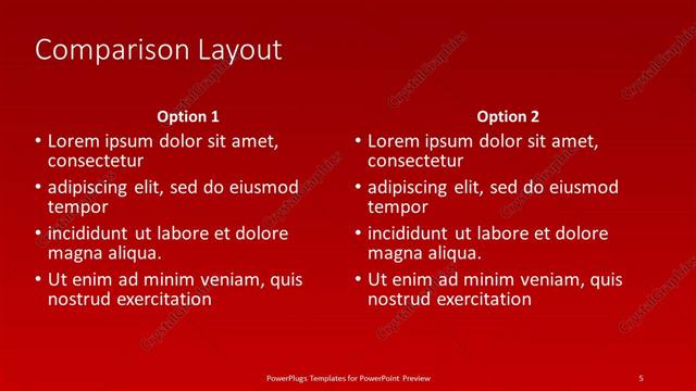 Comparison presentation slide layout