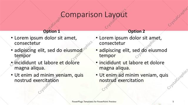 Comparison presentation slide layout
