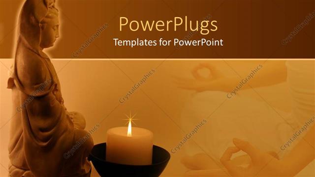  Presentation with meditation - Candle next to god figure with person in meditation pose in background