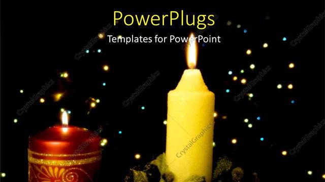  Presentation with candle christmas - A candle with a number of lights in background