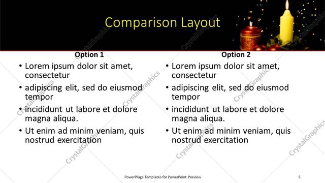 Comparison presentation slide layout