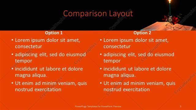 Comparison presentation slide layout