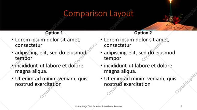 Comparison presentation slide layout