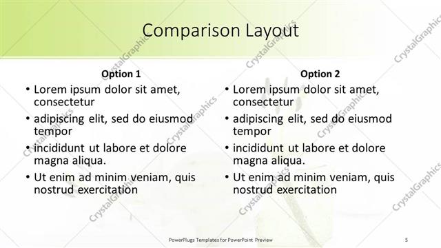 Comparison presentation slide layout
