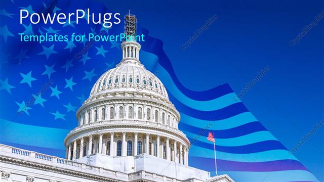 Presentation with blue - US Capitol over blue sky, Washington DC