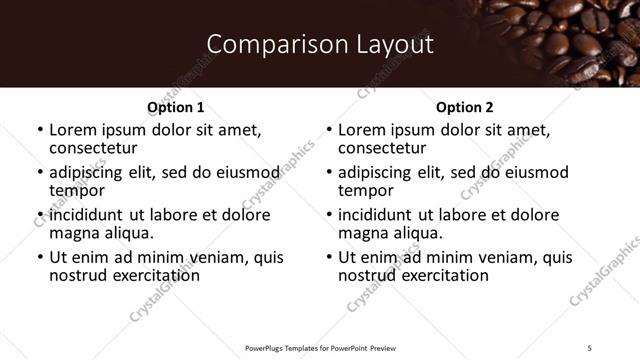 Comparison presentation slide layout