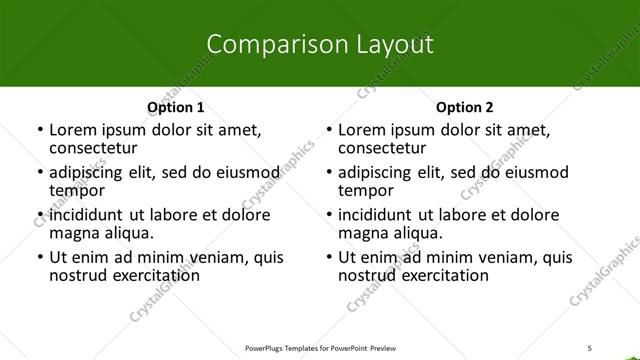 Comparison presentation slide layout