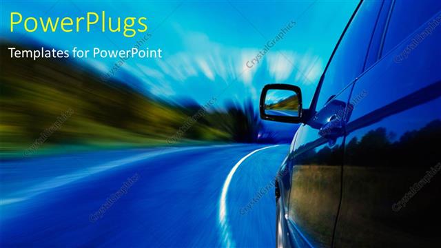  Presentation with speed - A car with a road and bluish background