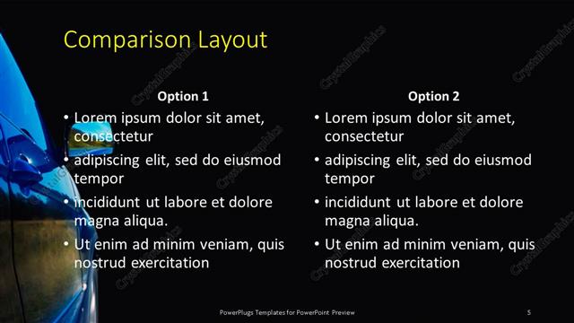 Comparison presentation slide layout