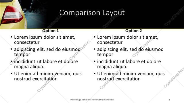 Comparison presentation slide layout